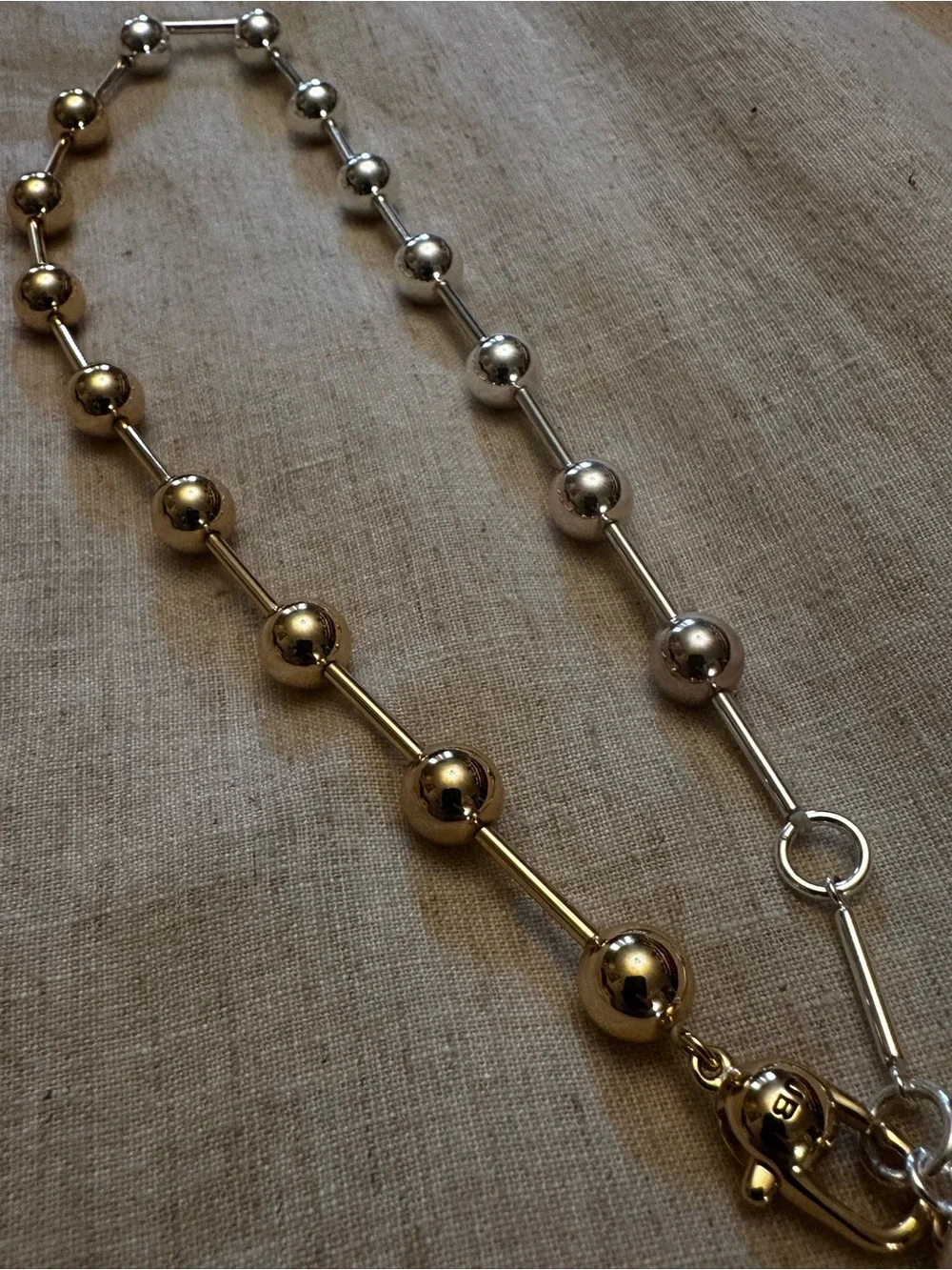Jenny Bird Two-Tone Bead Link Necklace in Silver & Gold Tones - Picture 7 of 9